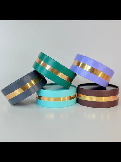 Коробка круглая для ассорти сладостей с лож. (бирюза/золото), 120*45мм