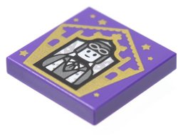 Tile 2 x 2 with Groove with HP Chocolate Frog Card Jocunda Sykes Pattern, Dark Purple (3068bpb1741 / 6342521)