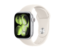 Apple Watch Series 11 42mm Silver Aluminium Case with Starlight Sport Band S/M