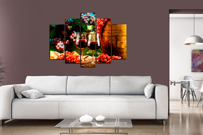 Модульная картина "Вино и виноград"