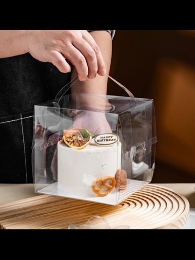 Коробка-куб для бенто торта прозр. с подл., 13*13*13см