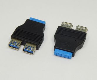 Переходник с гнезда USB 3.0 19 pin на материнской плате на 2 гнезда USB 3.0