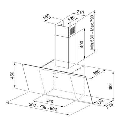 FPJ 915 WH (110.0361.907) белый стекло вытяжка (сенсор)
