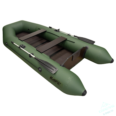 Лодка ПВХ Мастер Лодок Барс 2900 Слань-книжка Киль Зелёная