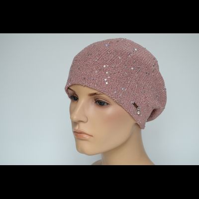 Розовый берет весна - осень с пайетками Vizio Италия 7063