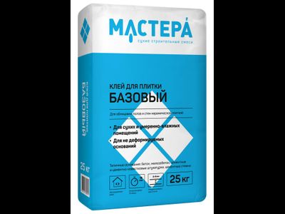 Клей для плитки МАСТЕРА "БАЗОВЫЙ", 25 кг.