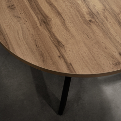 МАКАО Стол обеденный раздвижной,1100/1500х1100х32мм, ЛДСП Дуб Вотан/черный 15