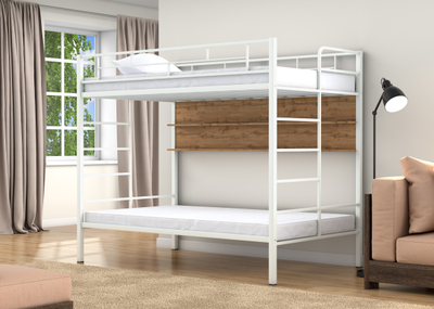 Двухъярусная кровать Валенсия 120 Твист Белый полка дуб крафт табак