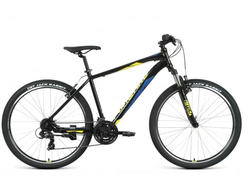 Велосипед FORWARD APACHE 27,5 1.2 S, рама 15", 2020-2021, черный/желтый RBKW1M37GS02
