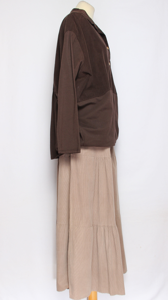 ЮБКА Бохо  "Вельвет ярусы"  бежевая, хаки до р.54