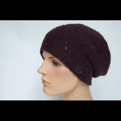 Женский берет вязаный Vizio Италия 6943 сливовый