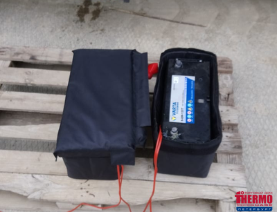 Комплект термозащиты АКБ автокранов и фронтальных погрузчиков КТЗГ-А7+ (КОМПЛЕКТ ИЗ 2-Х ТЕРМОСОВ С ОТДЕЛЬНОЙ КРЫШКОЙ ДЛЯ 2-Х АКБ с НАГРЕВАТЕЛями НТА-2/2+ (круглая клемма d=8mm) АКБ А/h: 120 (E41), Габариты АКБ, мм: (402-408)x(171-175)x(215-235)