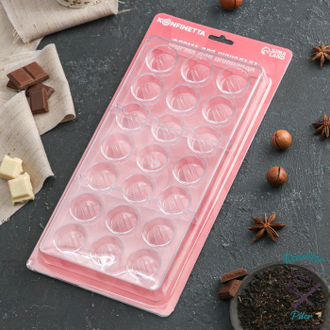 Форма для шоколада и конфет KONFINETTA «Шаффл», 27,5×17,5×2,5 см, 21 ячейка, ячейка 3×3×1 см