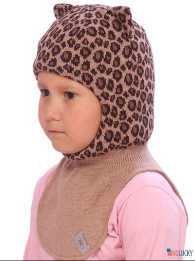 Шапка-шлем  20101-08, цвет бежевый,коричневый р. 48-50