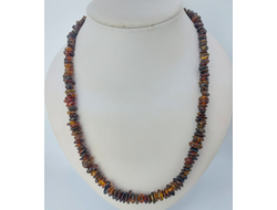 Бусы простые из темно-зеленого янтаря