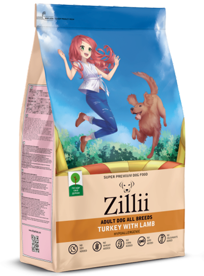 ZILLII Adult Dog Корм сухой для взрослых собак всех пород Индейка с Ягненком 0.8 кг
