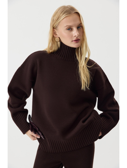 Свитер со стойкой из шерсти мериноса (шоколадный)