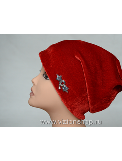бордовая бархатная шапка Италия Визио Vizio фото