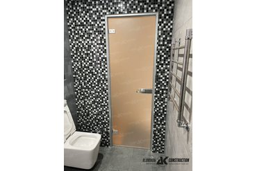 Дверной блок алюминиевый профиль дверное полотно стекло матовое каленое 8 мм