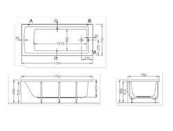 Ванна прямоугольная Neon 170X75 см, 52280001000