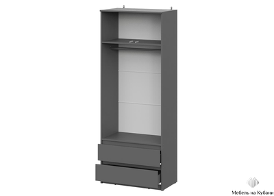 Денвер Шкаф двухстворчатый с ящиками Графит серый