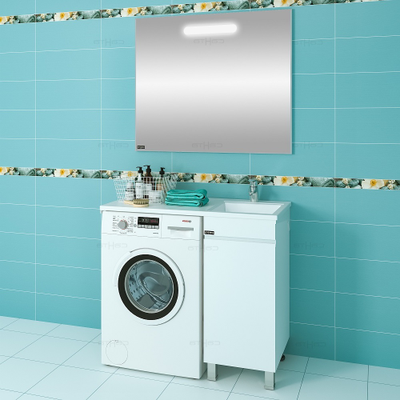 Тумба напольная Марс 38 R с умывальником над стиральной машиной Лидер 100