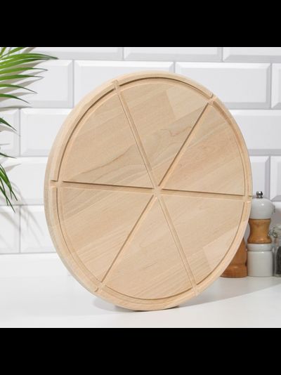 Доска деревянная с желобом "Для пиццы" на 6 кусков 320х18 мм, береза