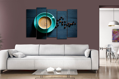 Модульная картина "Бирюзовая чашечка кофе"