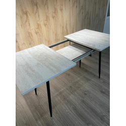 Стол раздвижной Турин 1100/700/400  (бабочка) прямые углы,сосна монрепо,черные опоры