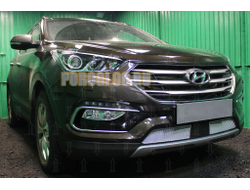 Защита радиатора Hyundai Santa Fe 2015-2018 с датчиком ACC chrome PREMIUM