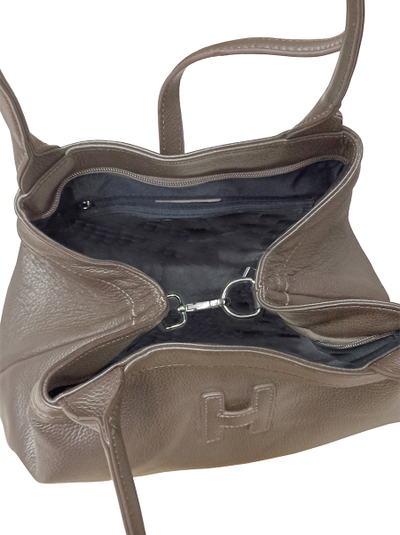 (АРТИКУЛ: 9774/03) СУМКА ЖЕНСКАЯ БОЛЬШАЯ, НАТУРАЛЬНАЯ КОЖА, ТЕМНО-БЕЖЕВАЯ, РУЧКИ И РЕМЕНЬ ЧЕРЕЗ ПЛЕЧО