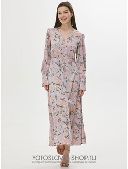 Модель: 3693. Нежное шелковое платье с растительным принтом.