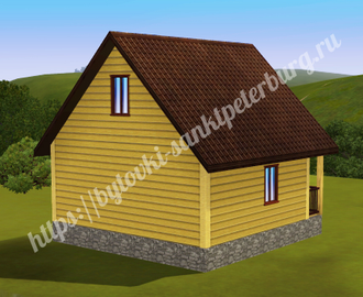 Дачный домик 6х6 м с террасой и мансардным этажом