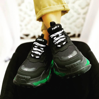 Кроссовки Balenciaga Triple S черные с зеленым в Перми