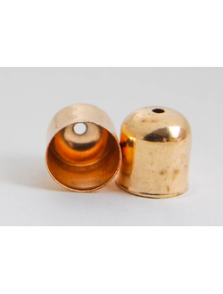 Колпачки- концевики ,  золото оранжевое , 10х10 мм