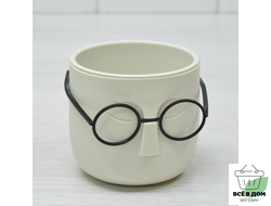 Кашпо Стив 0,65л 11,5см со вставкой (белый ротанг)