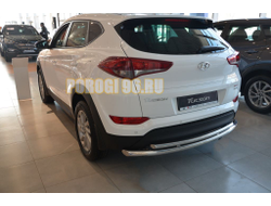 Защита заднего бампера  (кроме двигателя 2,4) d60/42 для Hyundai Tucson (2018-2021)