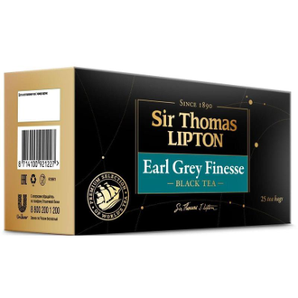 Чай Lipton Sir Thomas Earl Grey finesse черный 25 пакетиков