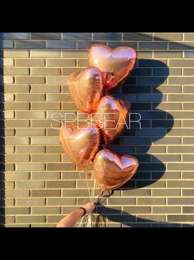 Фольгированные шары Сердца 5 штук розовое золото