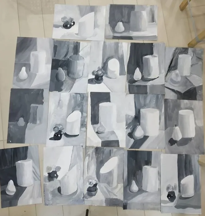 "Гризайль. Тоновой разбор". 
Живопись