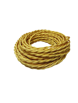 Провод витой в ретро стиле ПРВ 3х0.75 жёлтый шёлк
