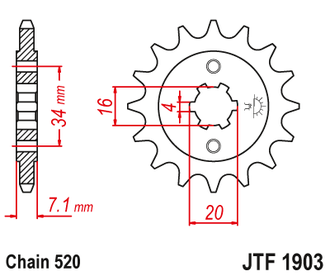 Звезда ведущая (14 зуб.) RK C4387-14 (Аналог: JTF1903.14) для мотоциклов KTM