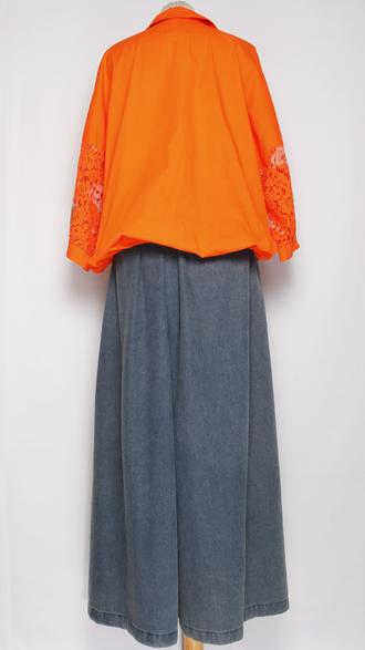 Рубашка хлопок "Карман кружево" апельсин до р.52