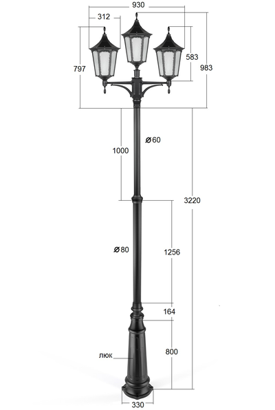 Парковый светильник серии  ALBORG 3LINE /A2