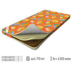 ВК856 Матрас "Умка" (латекс, кокосовая койра, холлотек меланж, бязь)