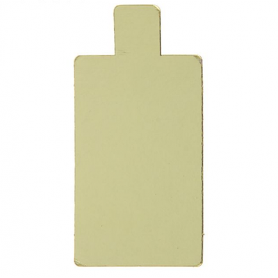 Подложка для пирожных прямоугольная с держателем 100*65 мм (золото), 0,8 мм