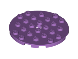 Plate, Round 6 x 6 with Hole, Medium Lavender (11213 / 6217677 / 6329950)