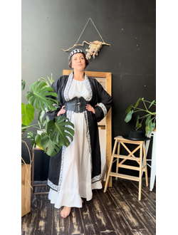 Кимоно накидка "Цветочная" из конопли