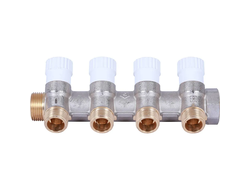 Коллектор STOUT распределительный 3/4", 4 отвода 1/2" плоское уплотнение (Арт. SMB 6852 341204)