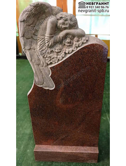 Памятник элитный  с ангелом на могилу из розового гранита